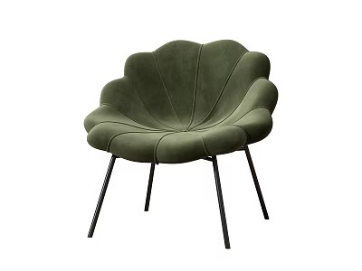 Modern Green Petal Shaped Accent Chair With Stylish Black Metal Legs 3d model