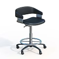 Laboratory Ergonomic Adjustable Black Leather Chair With Armrests And Wheels