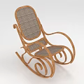 Stylish Wooden Rocking Leisure Chair Featuring Woven Seat Backrest And Curved Frame