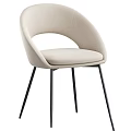 Modern Accent Chair With Curved Backrest Black Metal Legs And Multiple Colors
