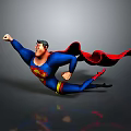 Superman Flying in Blue Suit With Red Cape and Yellow S Symbol