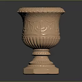Decorative Carved Vase With Copper Color Octagonal Base And Intricate Patterns