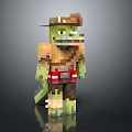 Pixel Style Crocodile Creature Character Wearing Hat And Red Clothing In Standing Pose