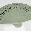 Light Green Fan Shaped Hanging Decor With Carved Patterns For Wall Decoration 3d model
