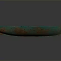 Vintage Handmade Wooden Boat With Green Brown Hull And Red Paddle