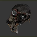 Vintage Firefighting Equipment Gas Mask With Leather Straps And Protective Goggles