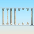 Classical Roman Columns Row With Entablature And Pedestal Base Structure 3d model