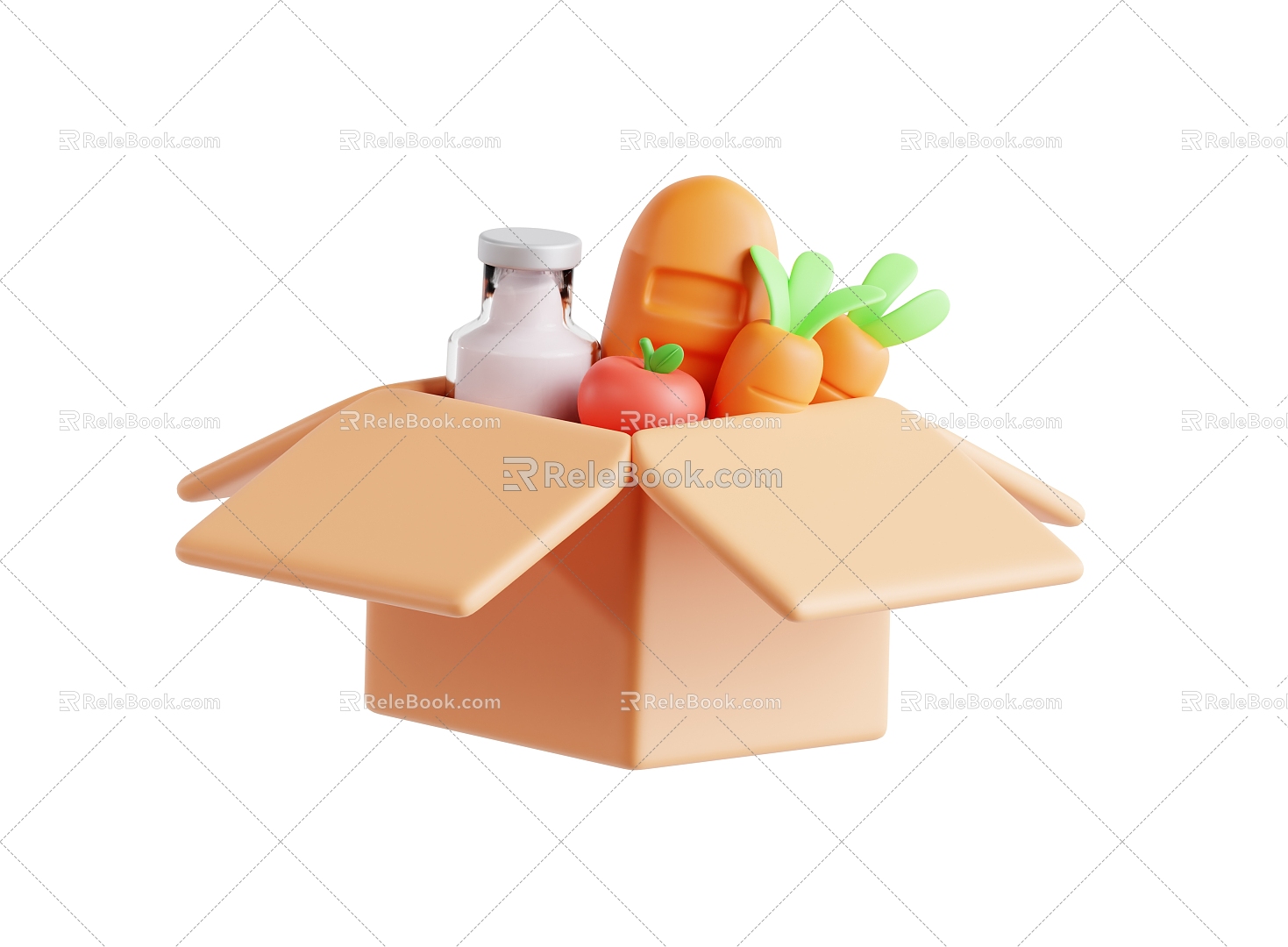 Food Bread Carrot Milk Food Box Cartoon Food model