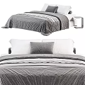 Modern Double Bed With Gray And White Bedding And Soft Decorative Pillows 3d model