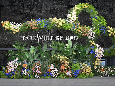 Vibrant Floral Art Installation With Colorful Flowers And Greenery At The Parkville 3d model