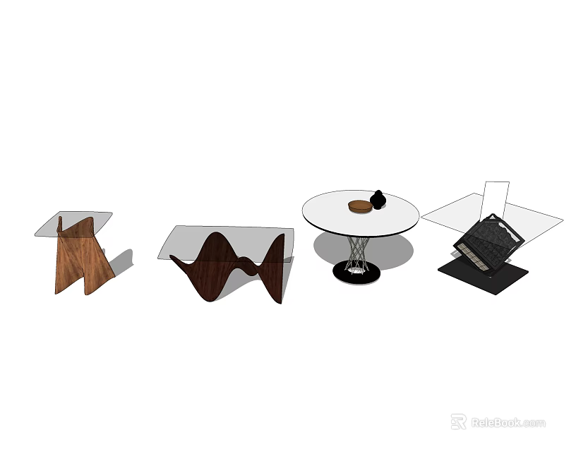 Modern Coffee Table Designs With Wooden And Glass Elements Creative Unique Shapes 3d model