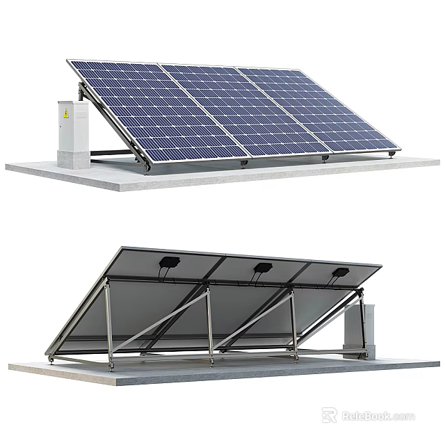 Two Types Of Solar Panels For Household Appliances With Roof Mounting Brackets 3d model 