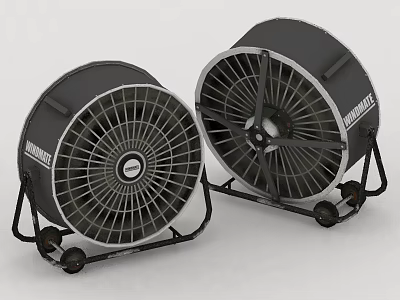 Heavy Duty Industrial Fans With Mobile Wheels And Metal Frame As Industrial Equipment 3d model