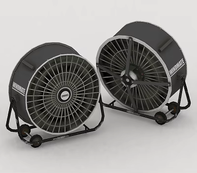 Heavy Duty Industrial Fans With Mobile Wheels And Metal Frame As Industrial Equipment 3d model