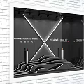 HUAWEI Mate V2 Modern Window Display With X Shaped Lighting And Wavy Stand 3d model