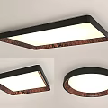 Modern Ceiling Light With Square And Round Designs Black Frame Wooden Trim 3d model