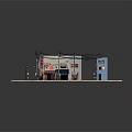 Colorful Japanese Style Building Models With Green White Blue Facades And Shop Signs