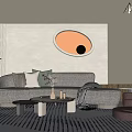 Quiet Sofa Tea Table Combination Home Multi-person Sofa Single Sofa Coffee Table 3d model