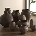 Modern Quiet Pottery Pot Tea Pot Vessel Earth Pottery Pot 3d model
