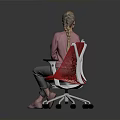 Modern Office Chairs In Red And White With A Seated Woman