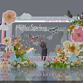 Interactive Area For Spring Outing Launch With Hello Spring Sign Flower Decorations And Butterflies