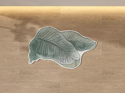 Green Decorative Leaf Shaped Rug For Indoor Living Room Floor Home Decor 3d model