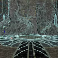 Mystical Stone Hall Interior With Carved Decorations Central Platform And Intricate Floor Patterns