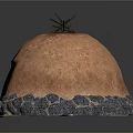Traditional Earthen Dome Structure With Stone Base Stick Roof And Fire Pit
