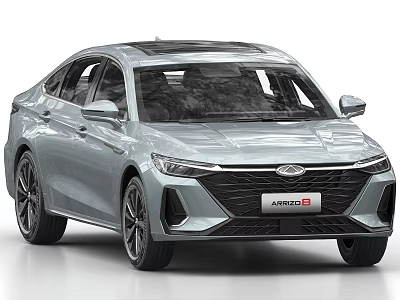 ARRIZO 8 Silver Sedan Modern Sleek Exterior With Front Grille Headlights And Alloy Wheels 3d model