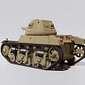 Vintage Military Tank With Turret Cannon Tracks And Sand Color Exterior