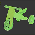 Stylish Kids Tricycle With Wooden Frame Orange Turquoise Wheels Black Seat And Handles