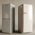 Haier Modern Silver Double Door And White Single Door Refrigerators 3d model