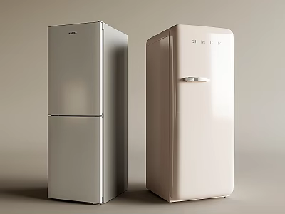 Haier Modern Silver Double Door And White Single Door Refrigerators 3d model