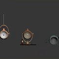 Vintage Metallic Lighting Fixtures Display With Copper Green Brown Hues Glass Elements And Dark Background