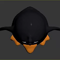 Cartoon Penguin 3D Character Model With Black Body White Belly Blue Eyes Orange Beak Feet