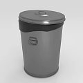 Gray Metal Trash Can With Secure Lid And Simple Logo Design 3d model