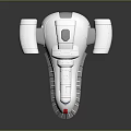White Futuristic 3D Model Vehicle with Round Engines Gray Base and Red Blue Accents