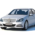 White Mercedes Benz Sedan With Modern Exterior Design And Front Grille Headlights