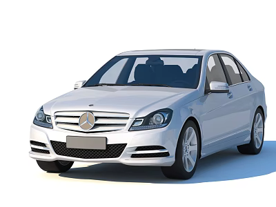 White Mercedes Benz Sedan With Modern Exterior Design And Front Grille Headlights 3d model