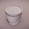 White Plastic Bucket With Lid And Handle For Storage And Organization Use