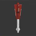 White And Red Rocket Weapon Featuring Tail Fins And Identification Markings