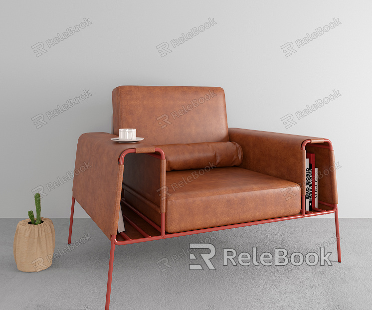 Modern Single Sofa Iron Leather Single Sofa model