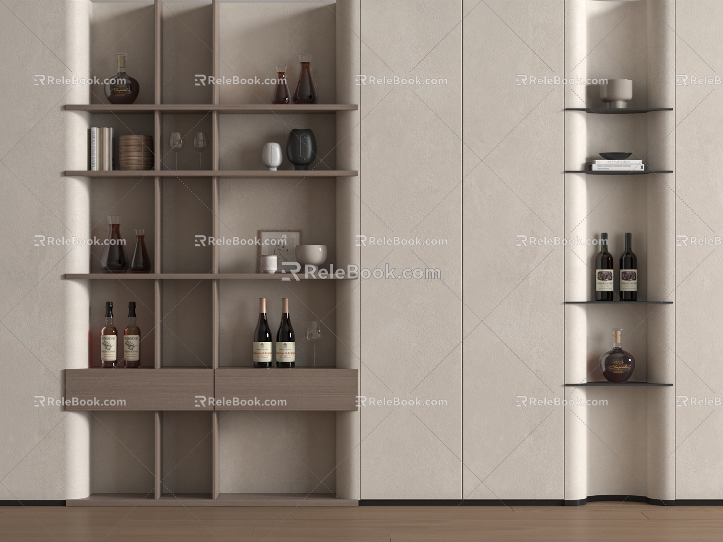 Modern Wine Cabinet High Cabinet Wood 3d model