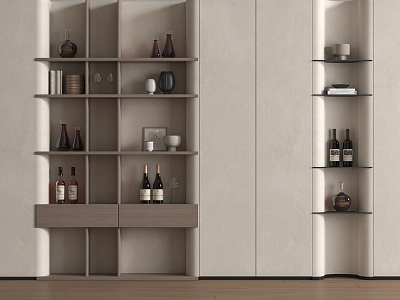 Modern Wine Cabinet High Cabinet Wood 3d model