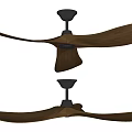 Modern Ceiling Fan With Walnut Wooden Blades And Black Metal Base