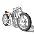 Vintage White Motorcycle With Brown Leather Seat Chrome Engine And Black Wheels
