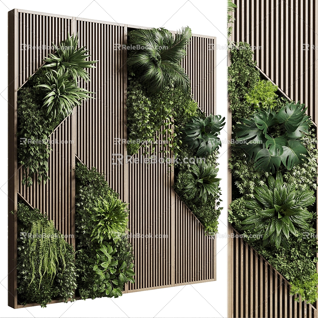 Modern background wall plant background wall model