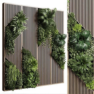 Modern background wall plant background wall 3d model