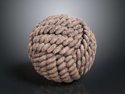 Brown Braided Rope Sphere Showcasing Intricate Texture and Decorative Design Elements 3d model