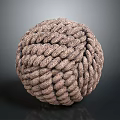 Brown Braided Rope Sphere Showcasing Intricate Texture and Decorative Design Elements 3d model